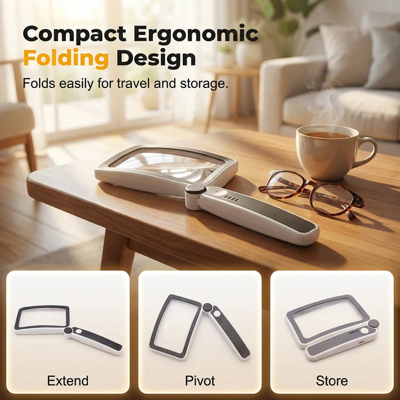 Illuminated 4X Foldable Reading Magnifier