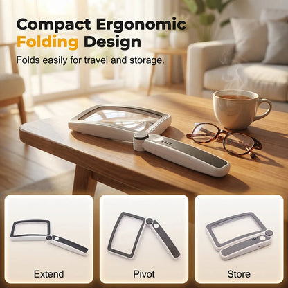 Illuminated 4X Foldable Reading Magnifier