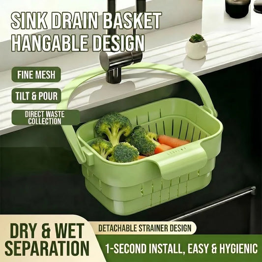 Practical Foldable Hanging Kitchen Sink Drain Basket, Stainless Steel