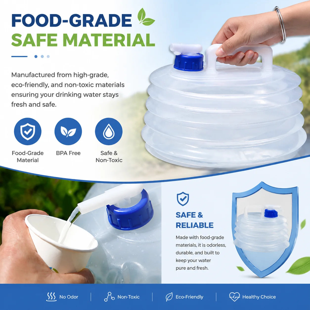 Vehicle-Ready Foldable outdoor vehicle water container for Garage Use