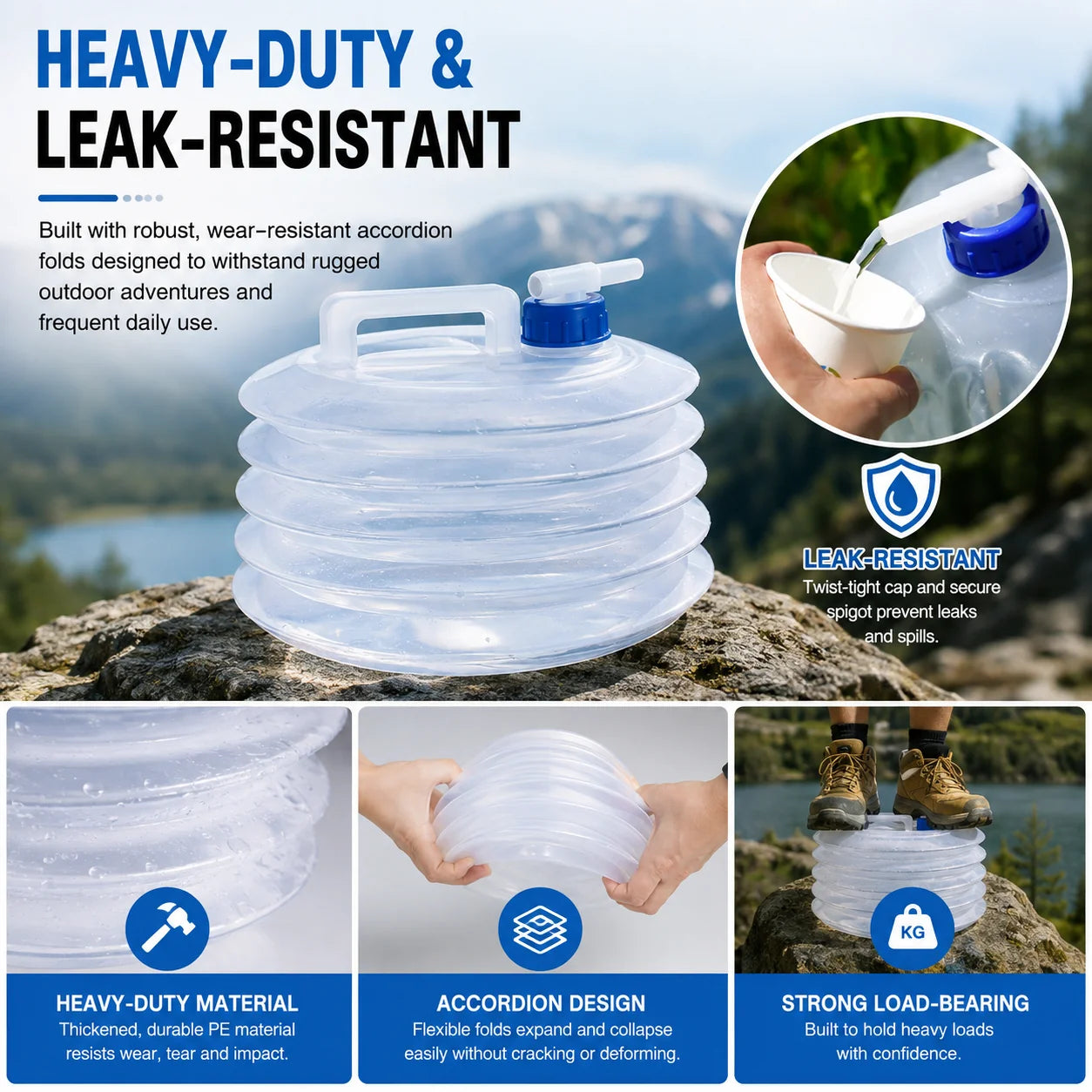 Vehicle-Ready Foldable outdoor vehicle water container for Garage Use