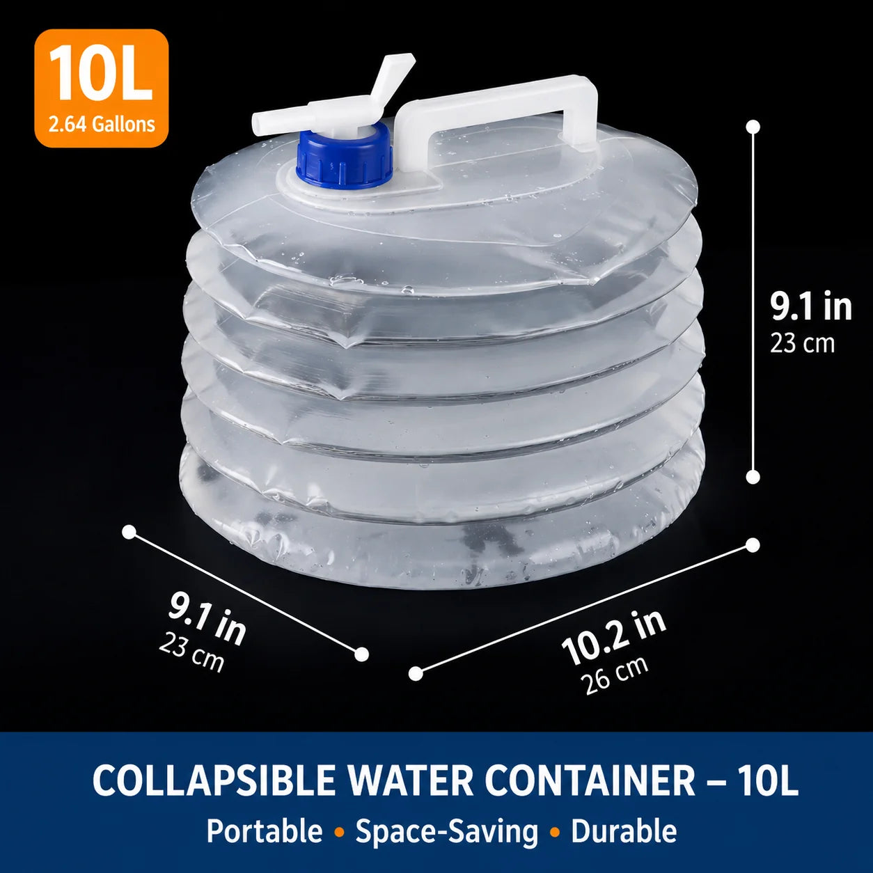 Vehicle-Ready Foldable outdoor vehicle water container for Garage Use
