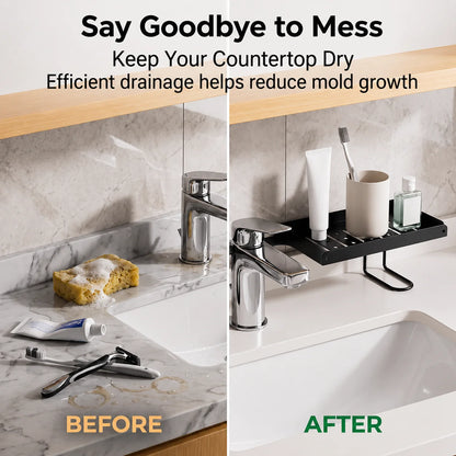 Space-Saving Adjustable Foldable Over-Faucet Shelf