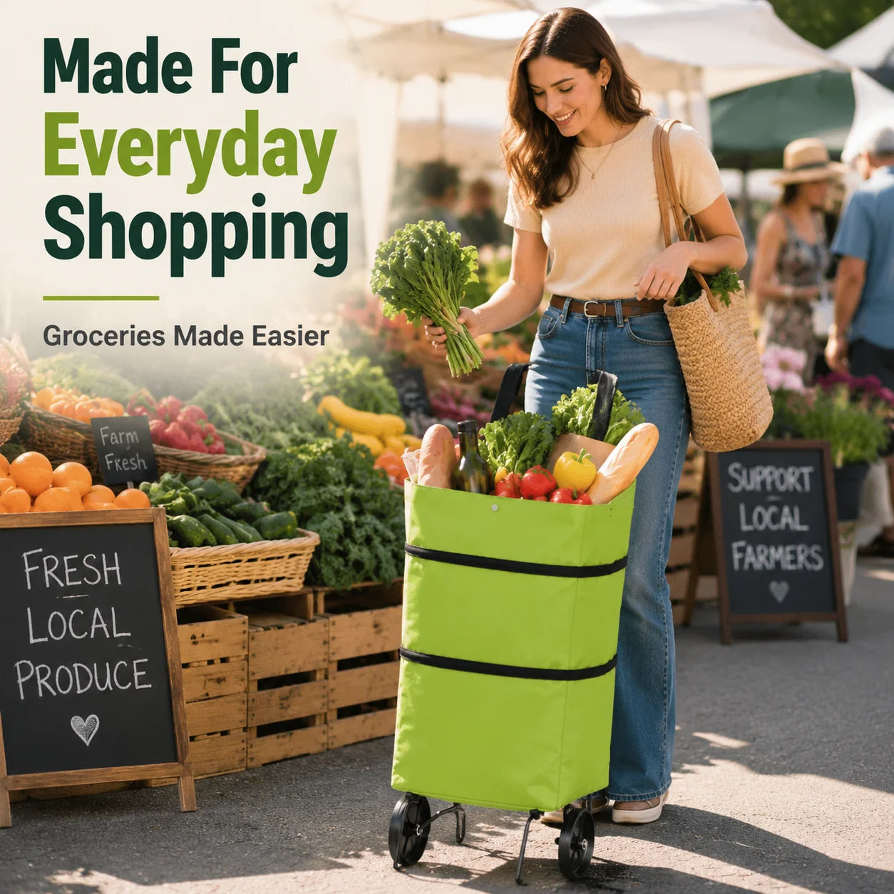 Vehicle-Ready Foldable Grocery Cart Bag – The Rolling Shopping Bag