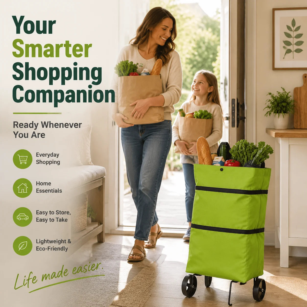 Vehicle-Ready Foldable Grocery Cart Bag – The Rolling Shopping Bag