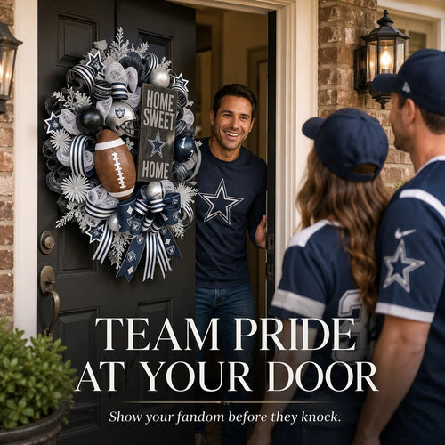 Handmade Team Wreath for a Football Game-Day Entryway