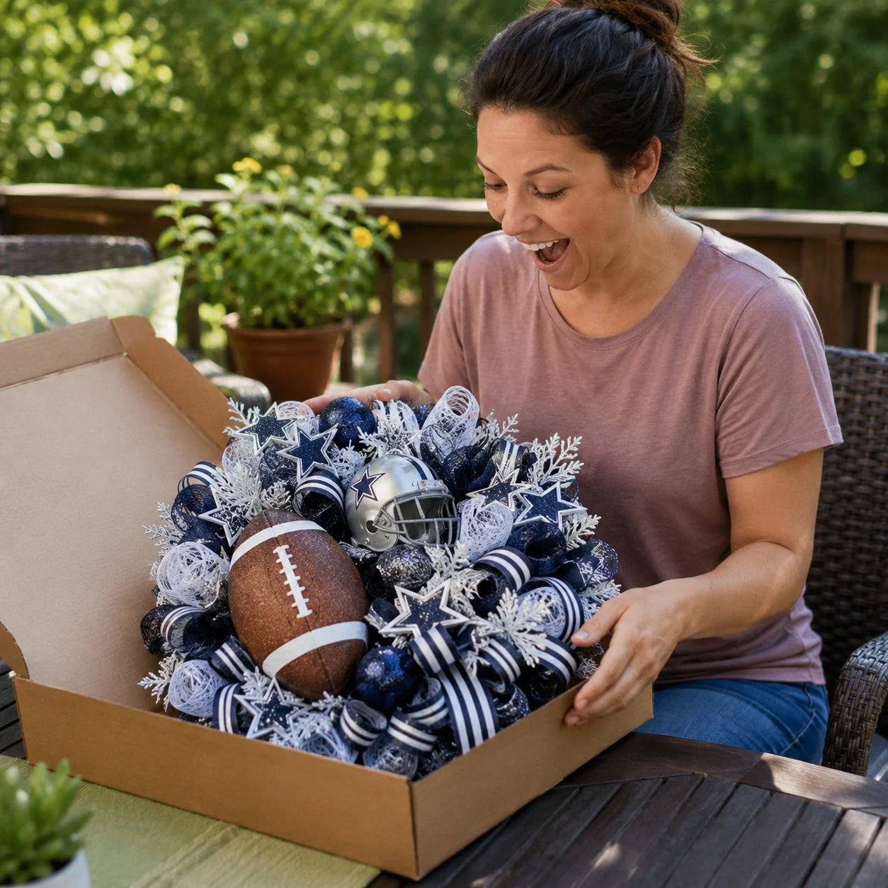 Handmade Team Wreath for a Football Game-Day Entryway