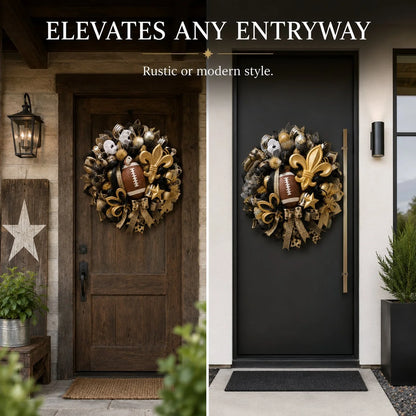 Handmade Team Wreath for a Football Game-Day Entryway