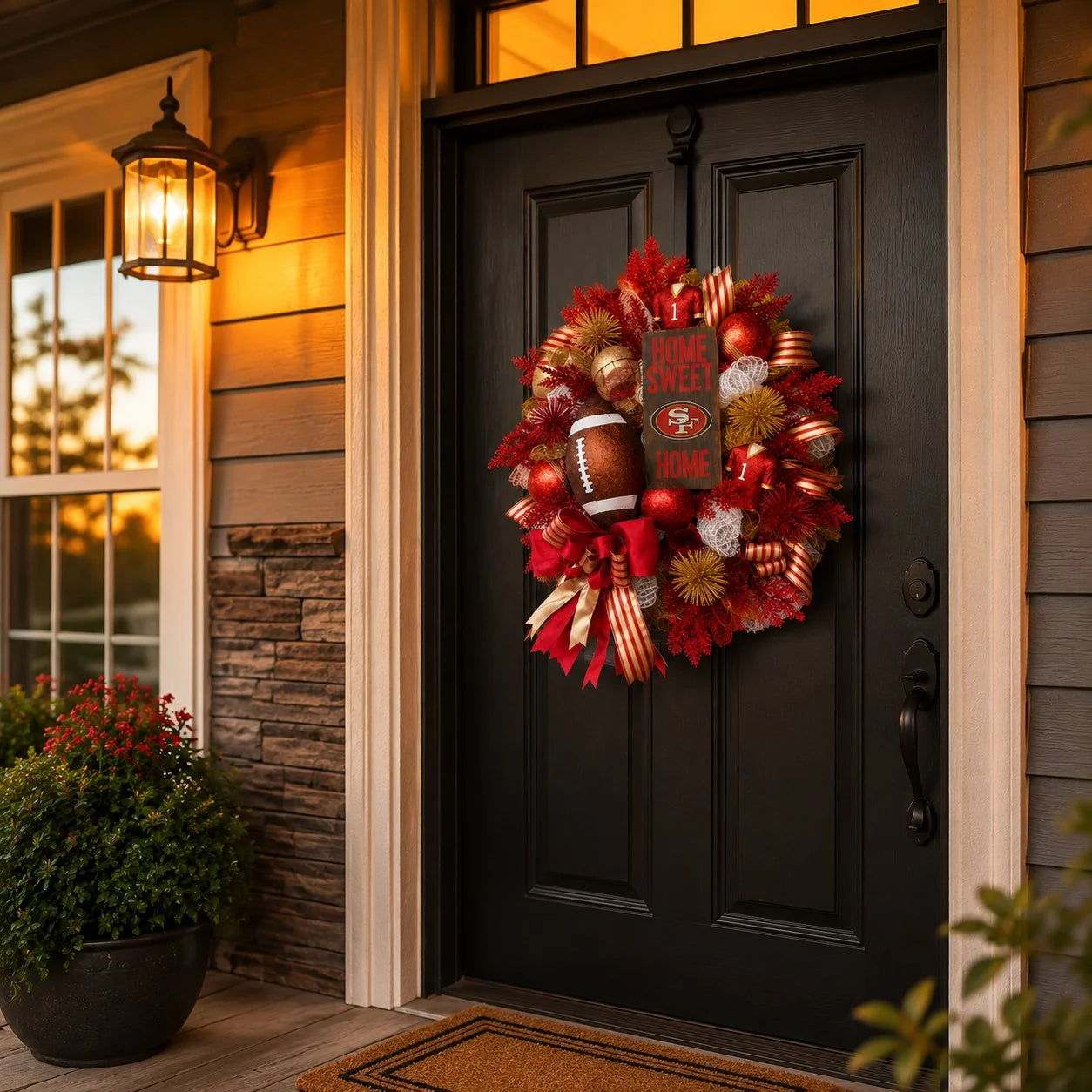 Handmade Team Wreath for a Football Game-Day Entryway