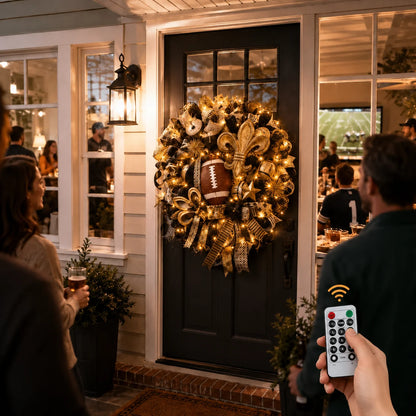 Handmade Team Wreath for a Football Game-Day Entryway