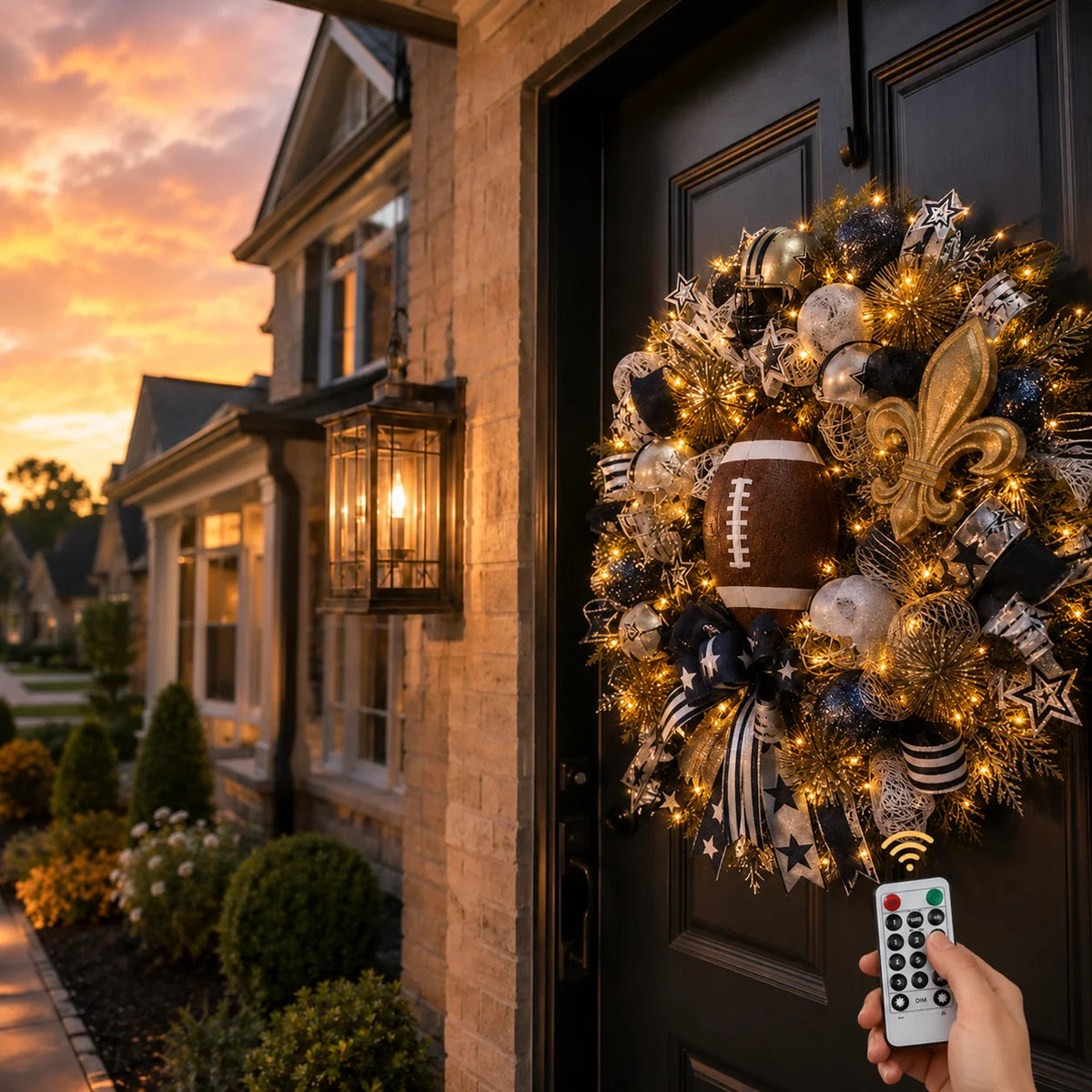 Handmade Team Wreath for a Football Game-Day Entryway