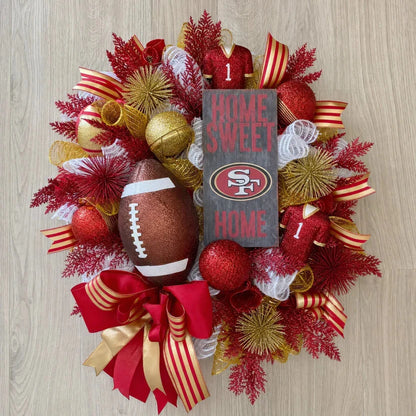 Handmade Team Wreath for a Football Game-Day Entryway