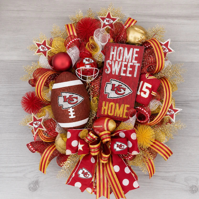 Handmade Team Wreath for a Football Game-Day Entryway