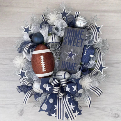 Handmade Team Wreath for a Football Game-Day Entryway