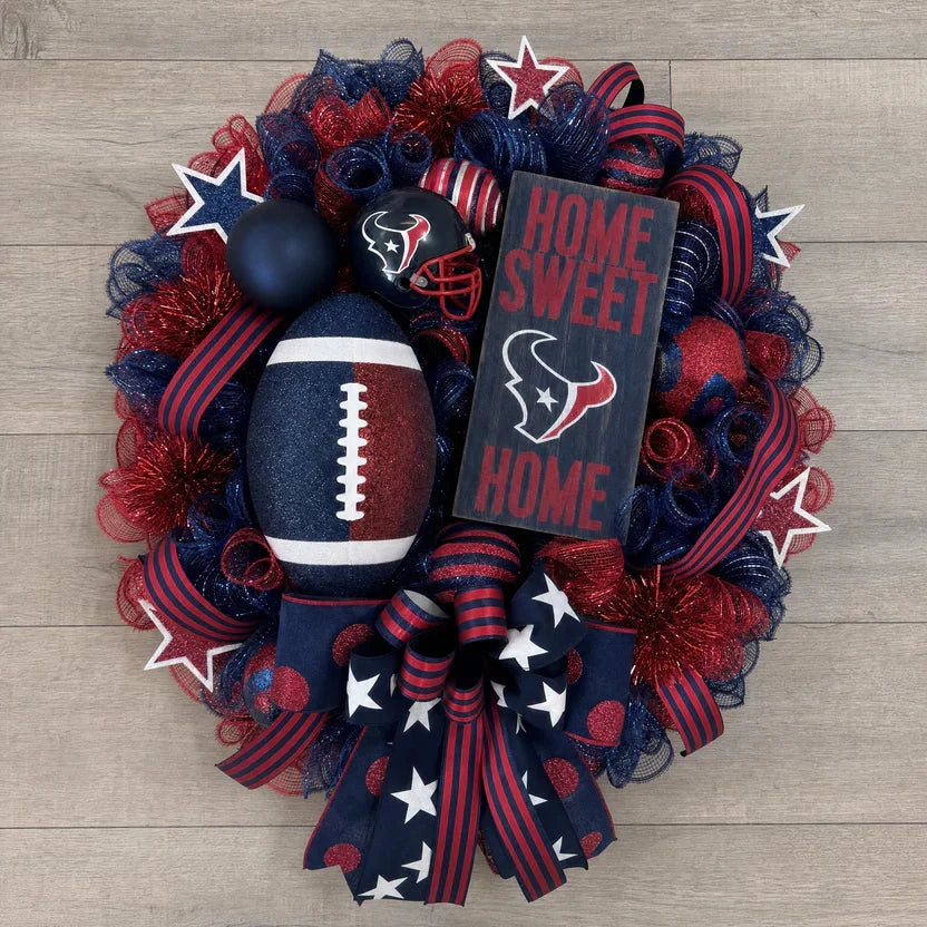 Handmade Team Wreath for a Football Game-Day Entryway