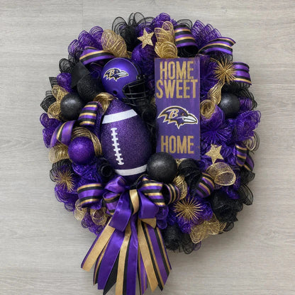 Handmade Team Wreath for a Football Game-Day Entryway