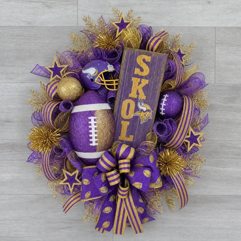 Handmade Team Wreath for a Football Game-Day Entryway