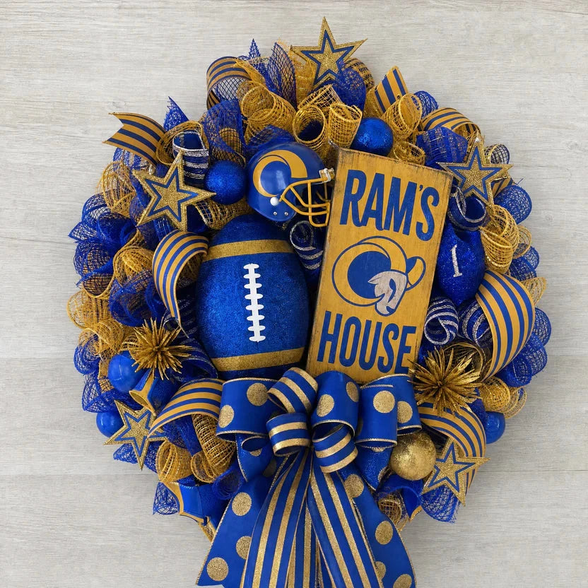 Handmade Team Wreath for a Football Game-Day Entryway