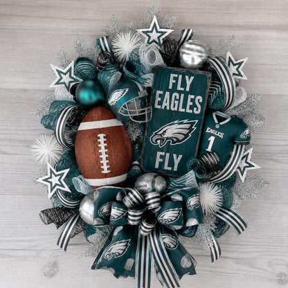 Handmade Team Wreath for a Football Game-Day Entryway