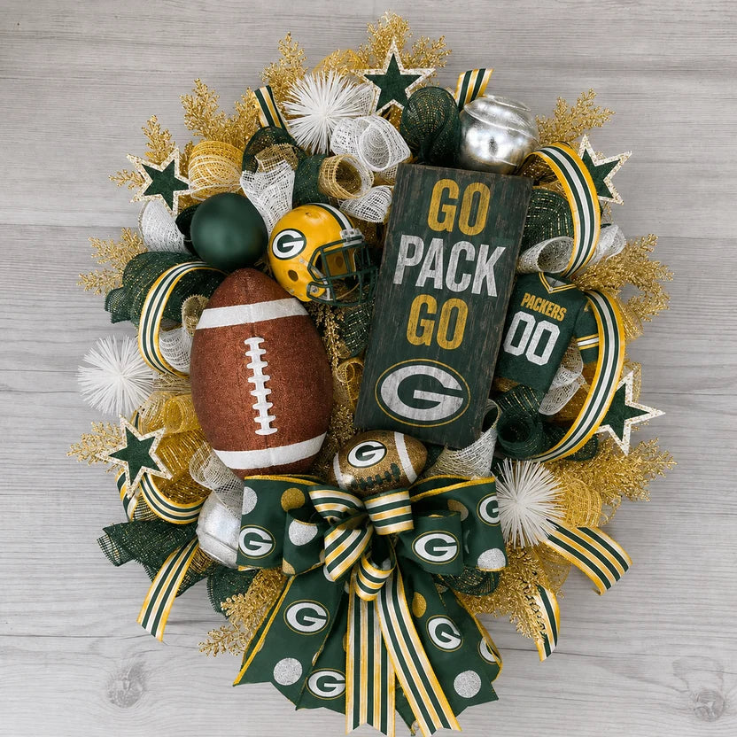 Handmade Team Wreath for a Football Game-Day Entryway