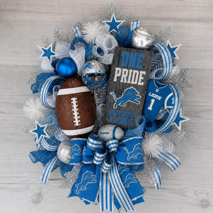Handmade Team Wreath for a Football Game-Day Entryway