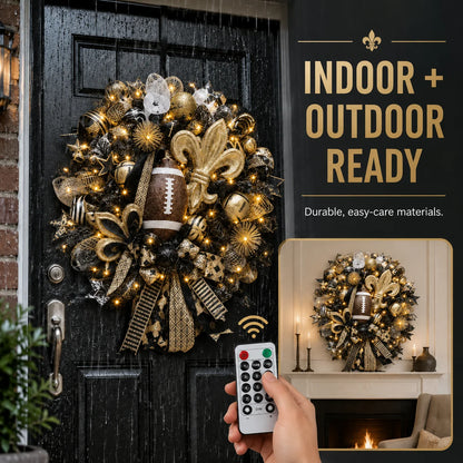 Handmade Team Wreath for a Football Game-Day Entryway