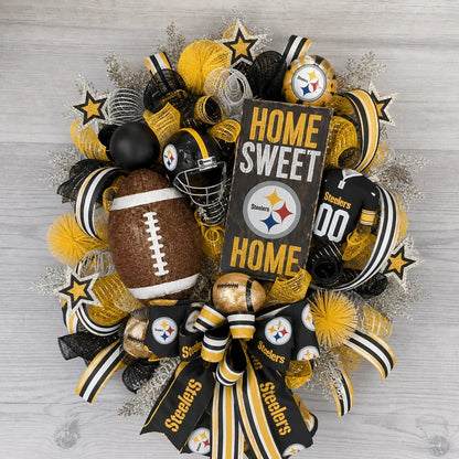 Handmade Team Wreath for a Football Game-Day Entryway