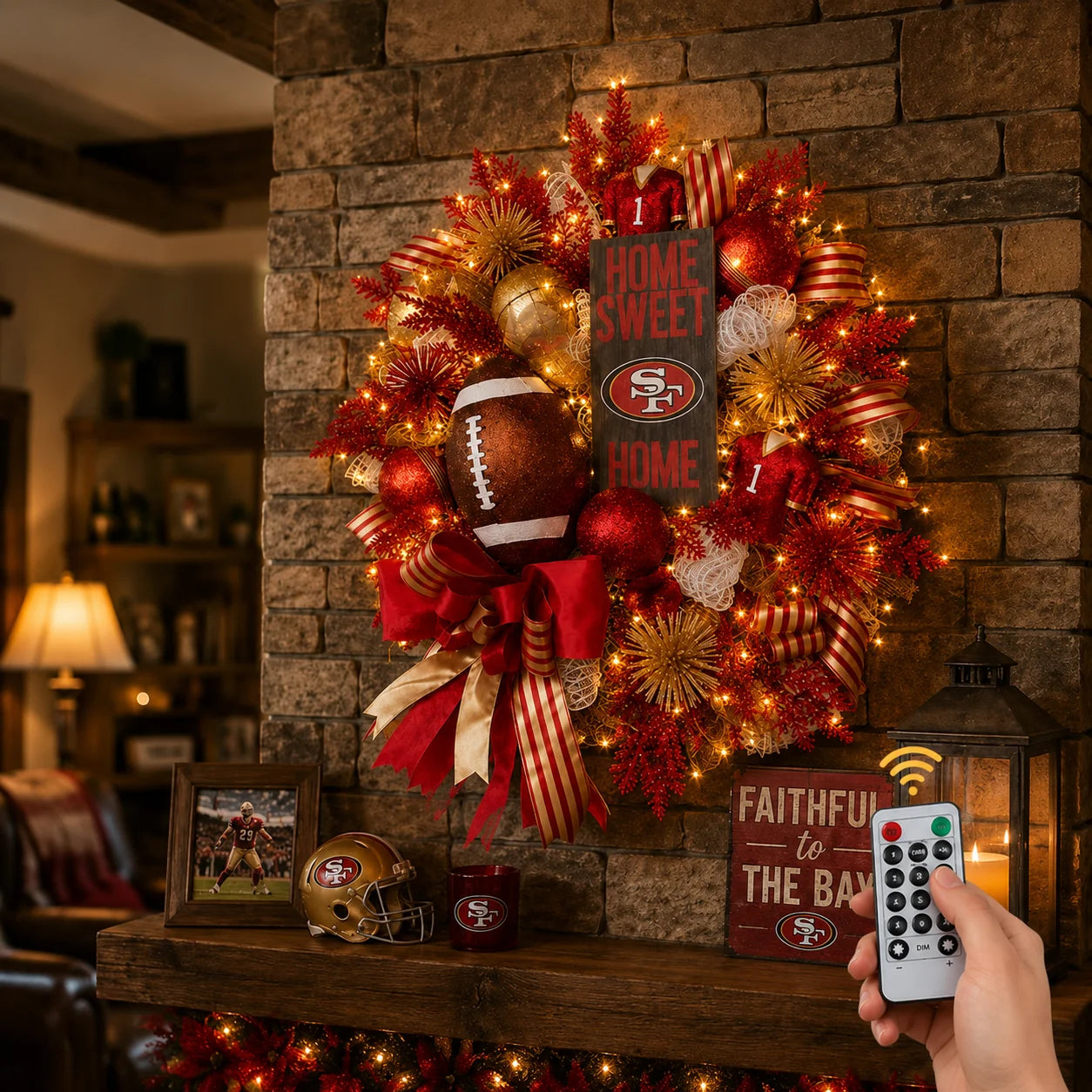 Handmade Team Wreath for a Football Game-Day Entryway