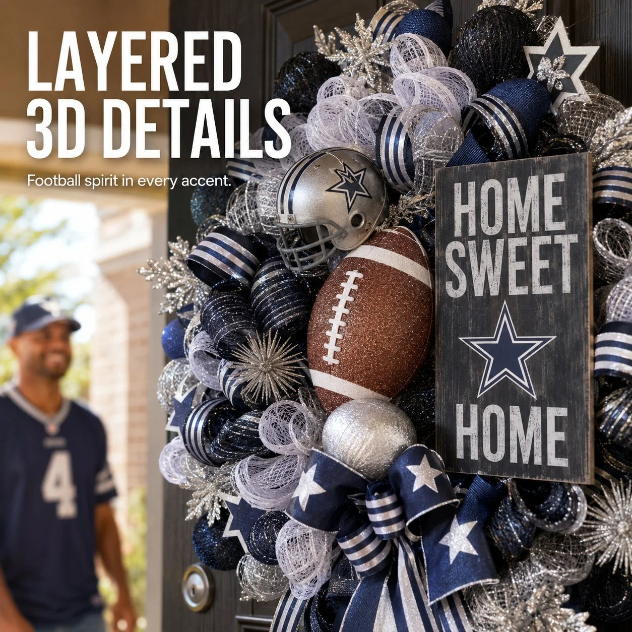 Handmade Team Wreath for a Football Game-Day Entryway