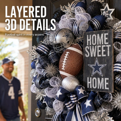 Handmade Team Wreath for a Football Game-Day Entryway