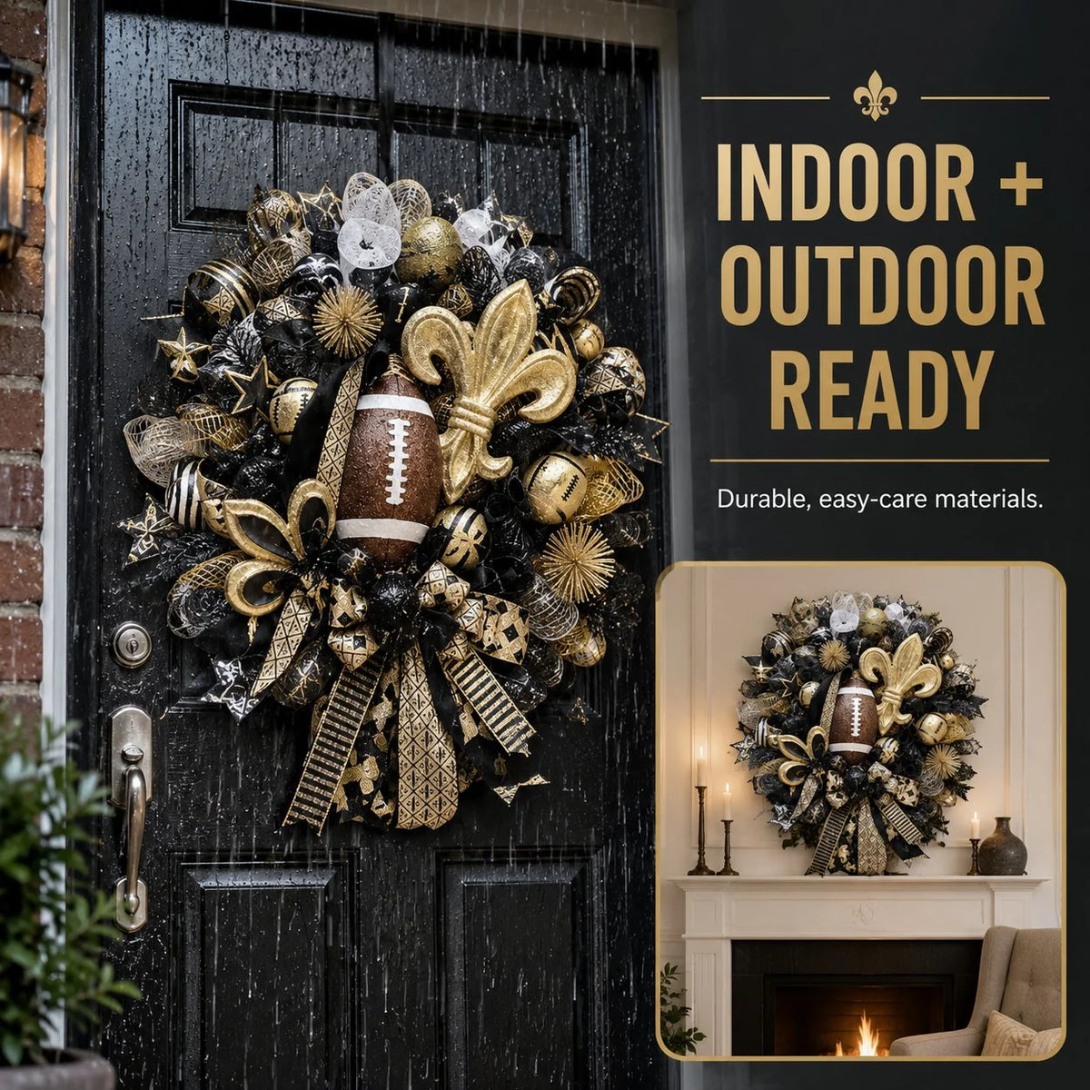 Handmade Team Wreath for a Football Game-Day Entryway