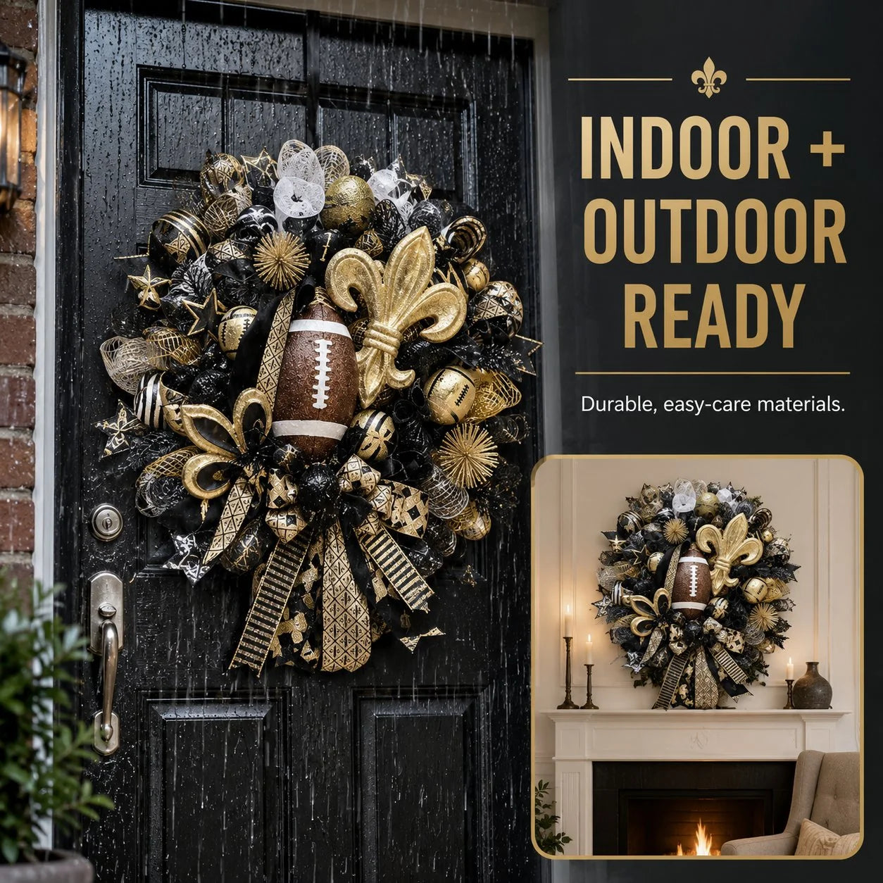 Handmade Team Wreath for a Football Game-Day Entryway