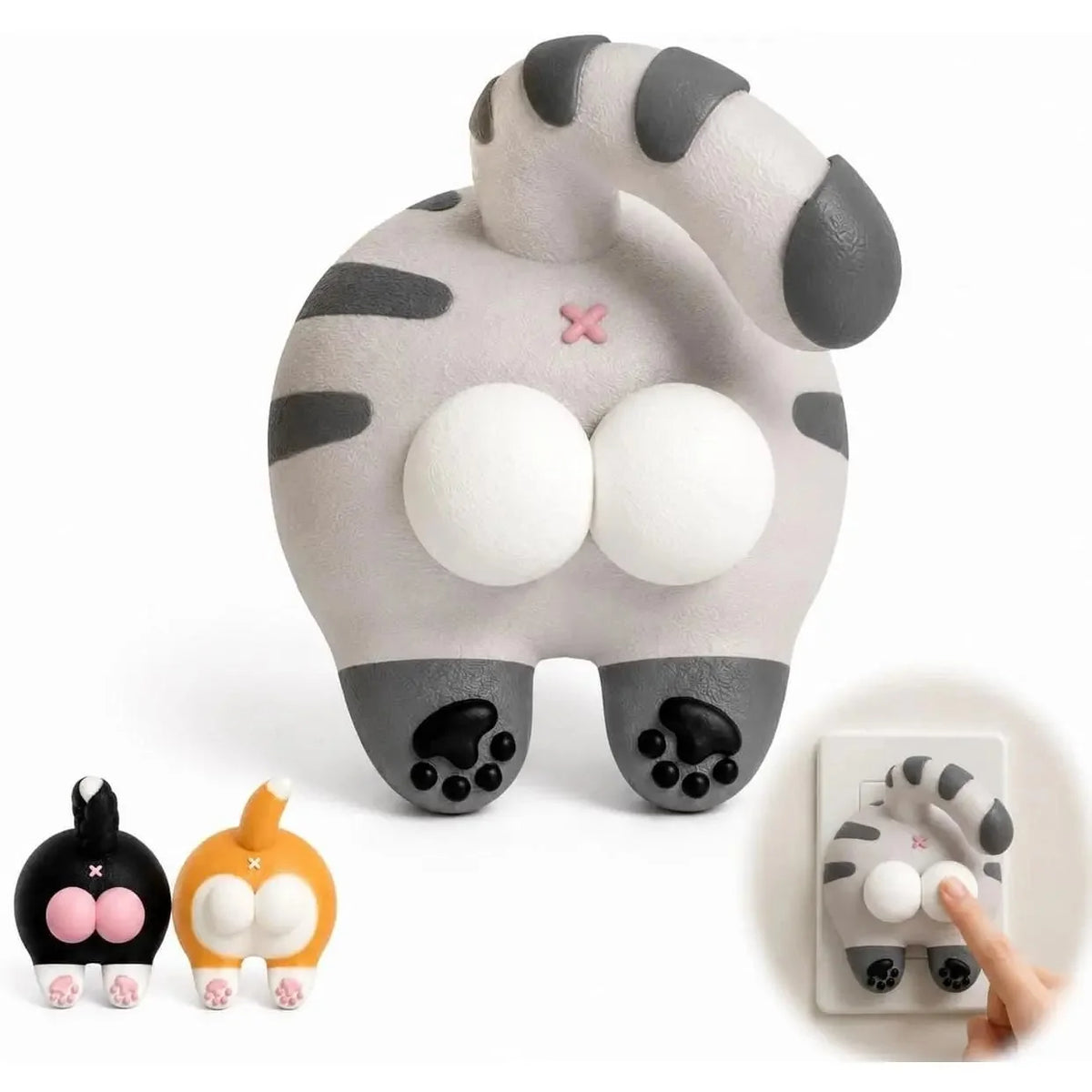 Decorative Funny Cat Butt Light Switch Cover, 3D Double Rocker Decor