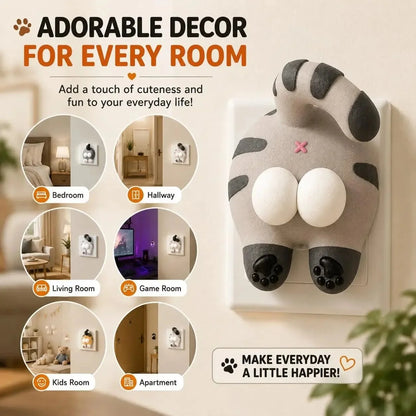 Decorative Funny Cat Butt Light Switch Cover, 3D Double Rocker Decor