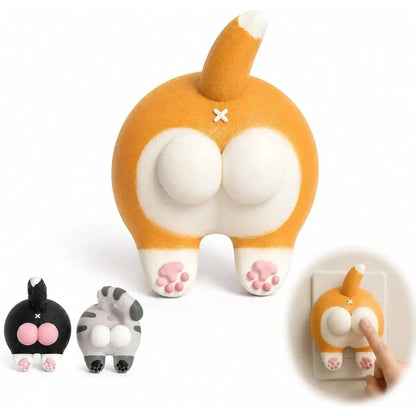 Decorative Funny Cat Butt Light Switch Cover, 3D Double Rocker Decor