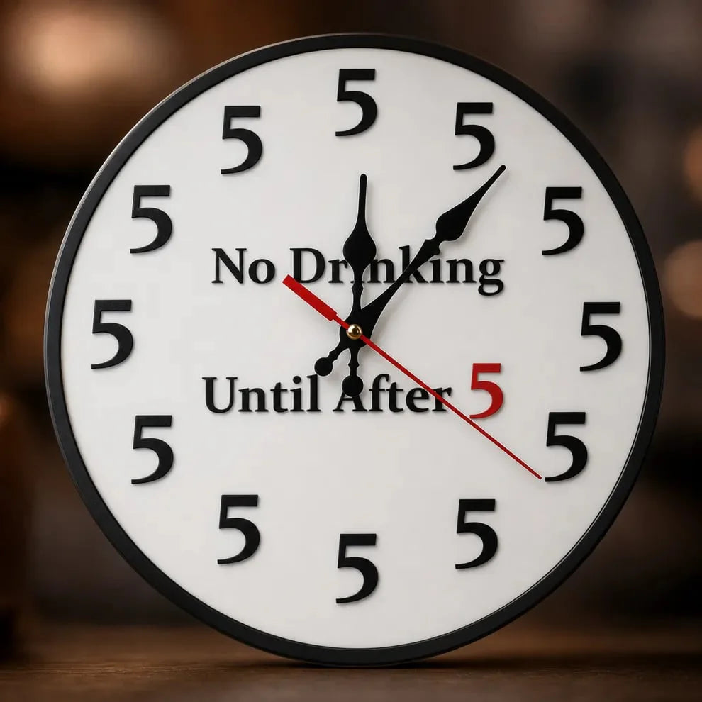 Purpose-Built Funny "No Drinking Until After 5" Round Wall