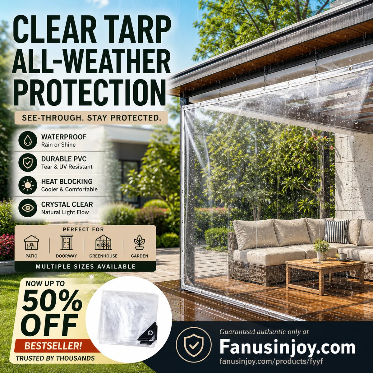 Purpose-Built Heavy Duty Clear Tarp – 14 Mil PVC, Weatherproof
