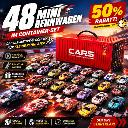 Vehicle-Ready 48 Mini Pull-Back Cars with Built-In Garage