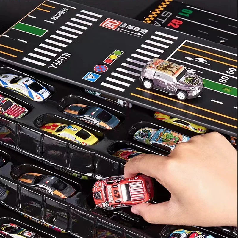 Vehicle-Ready 48 Mini Pull-Back Cars with Built-In Garage