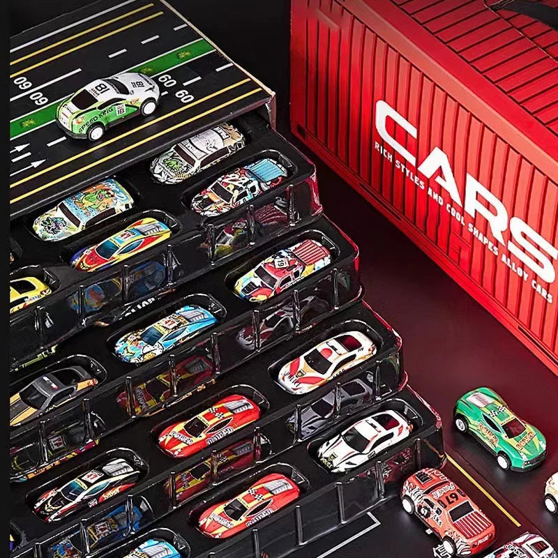 Vehicle-Ready 48 Mini Pull-Back Cars with Built-In Garage
