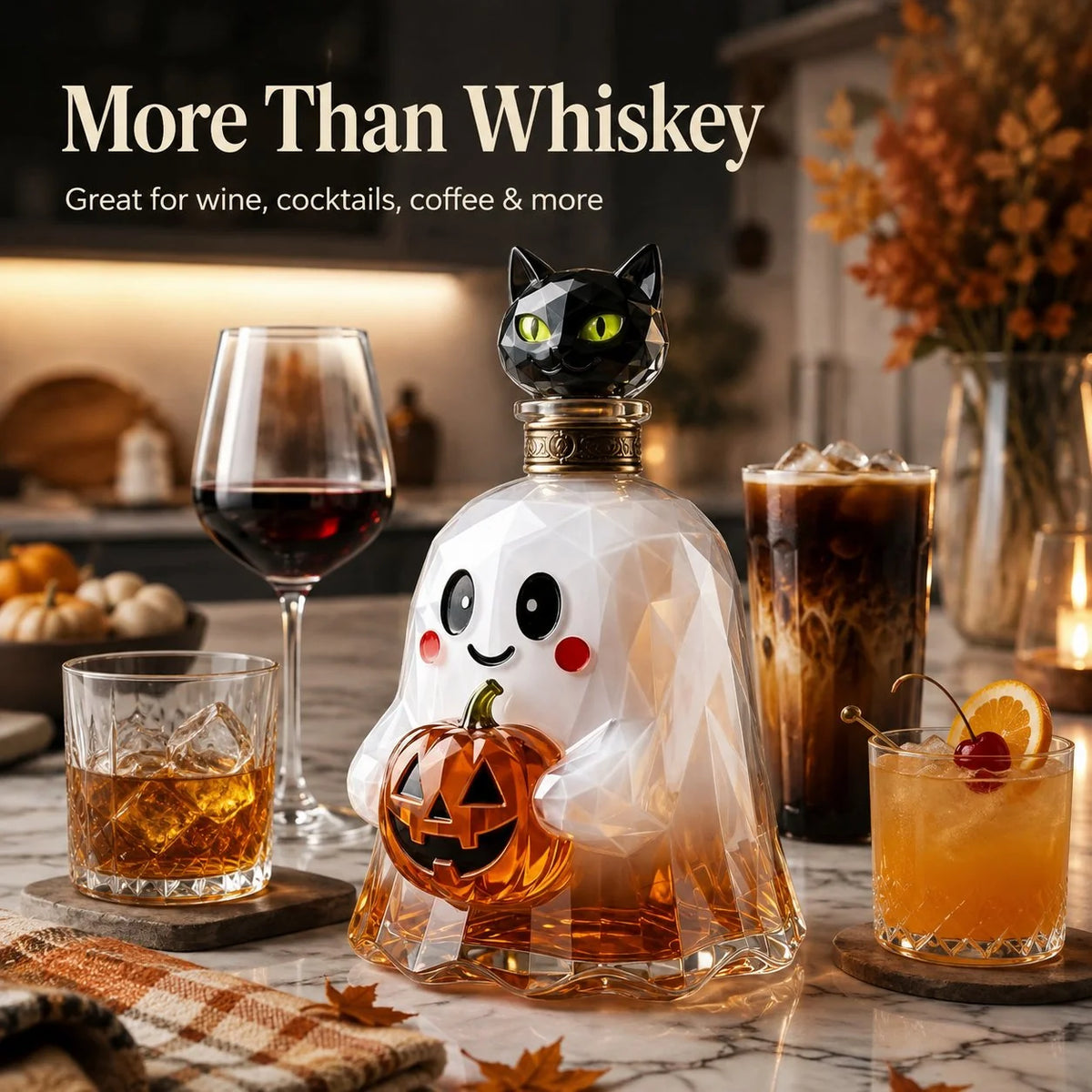 Purpose-Built Ghost Pumpkin Decanter Spooky Glass Whiskey
