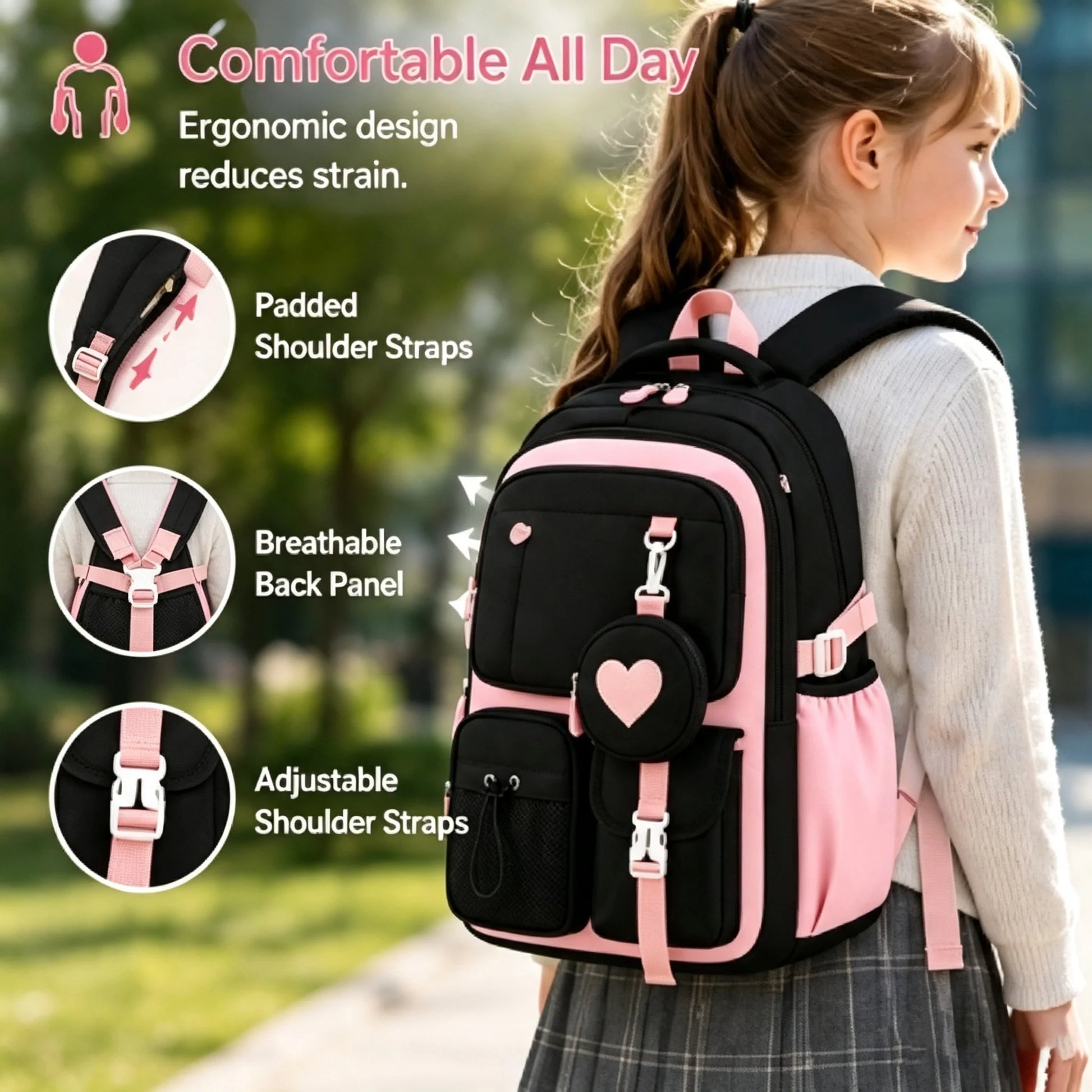 Spacious and Durable School Backpack for Teen Girls