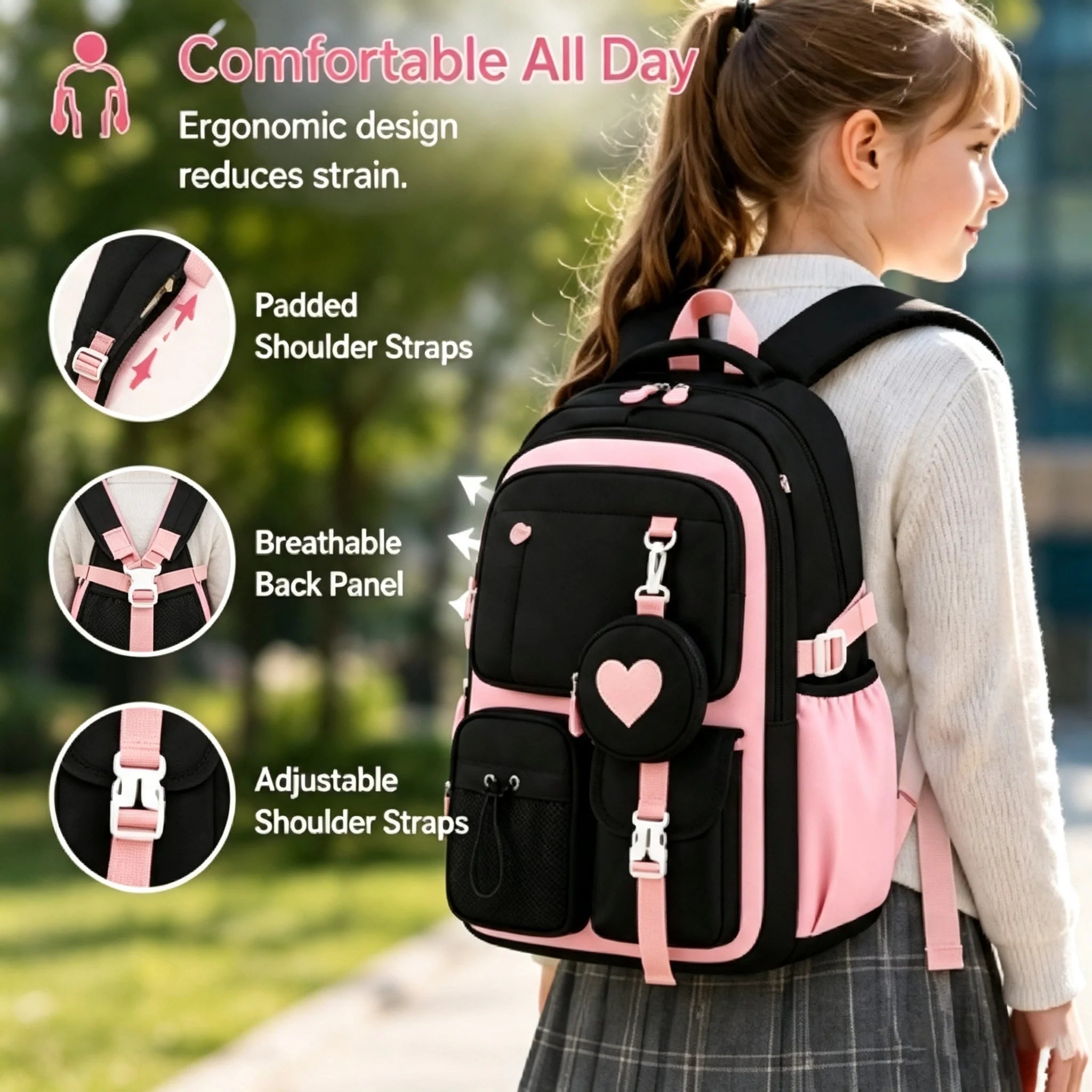 Spacious and Durable School Backpack for Teen Girls