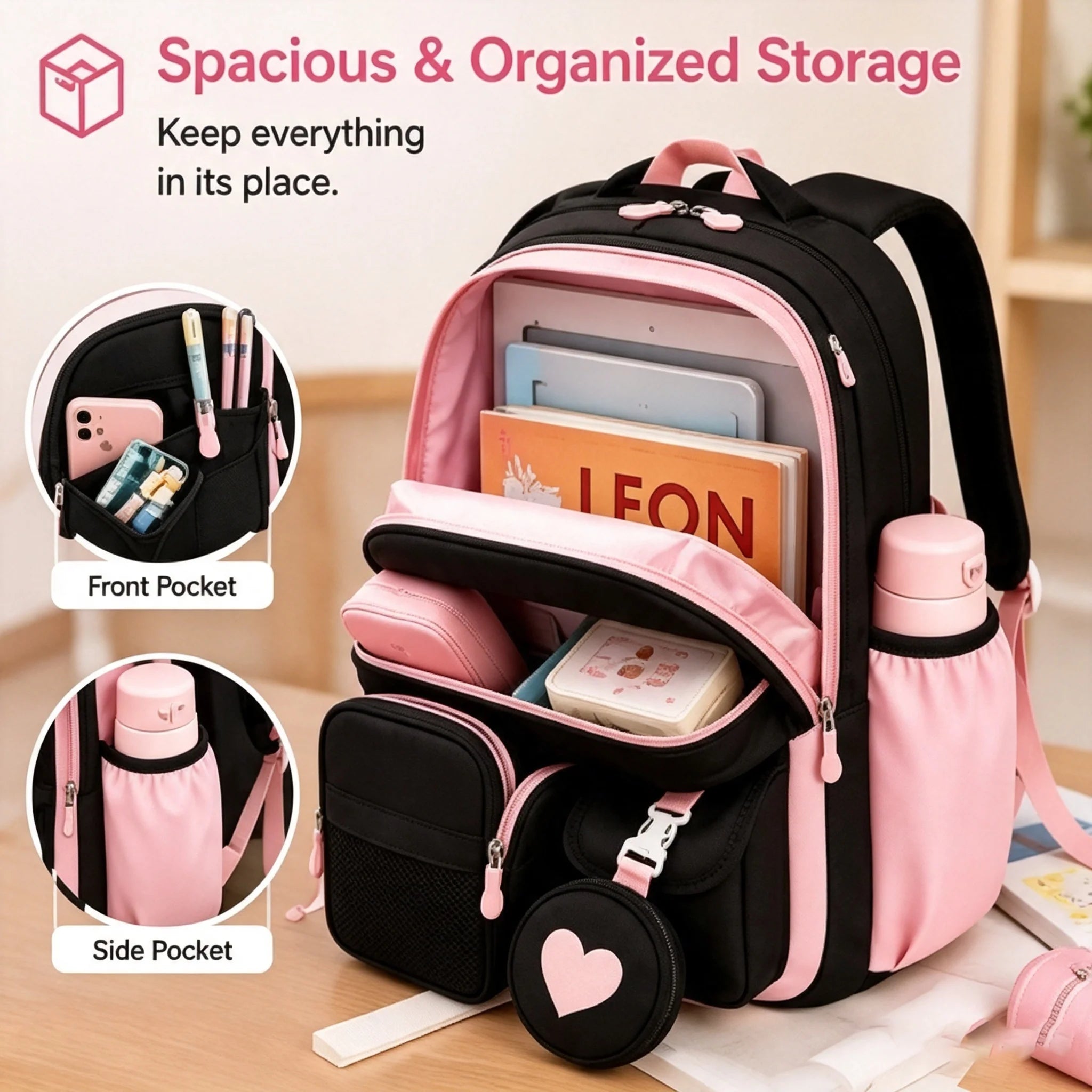 Spacious and Durable School Backpack for Teen Girls
