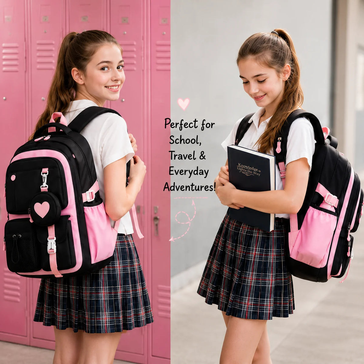 Spacious and Durable School Backpack for Teen Girls