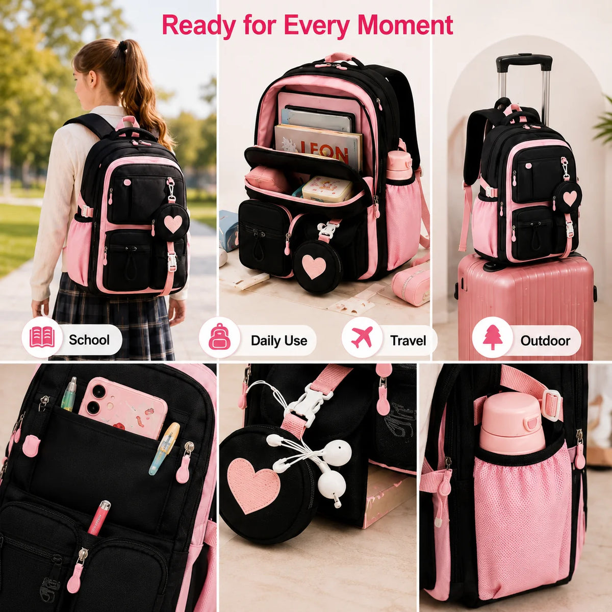 Spacious and Durable School Backpack for Teen Girls