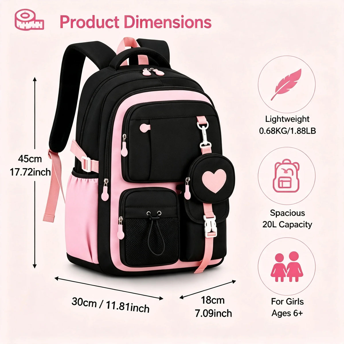 Spacious and Durable School Backpack for Teen Girls