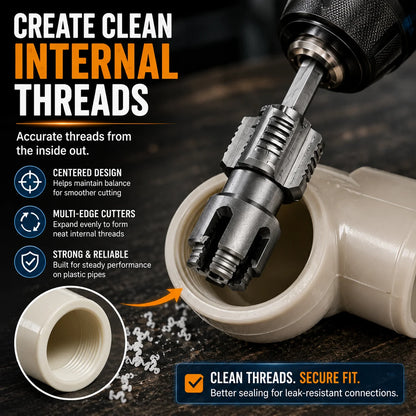 Purpose-Built Drill-Powered Pipe Thread Cutting Bit – Internal &