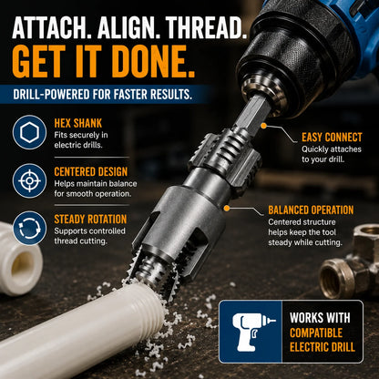Purpose-Built Drill-Powered Pipe Thread Cutting Bit – Internal &