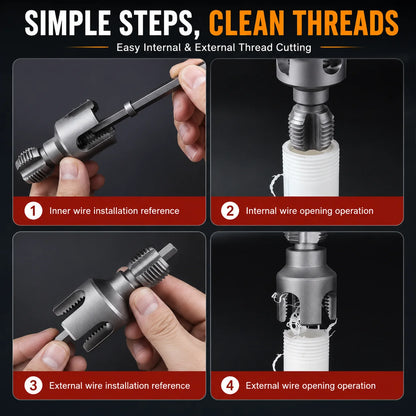 Purpose-Built Drill-Powered Pipe Thread Cutting Bit – Internal &